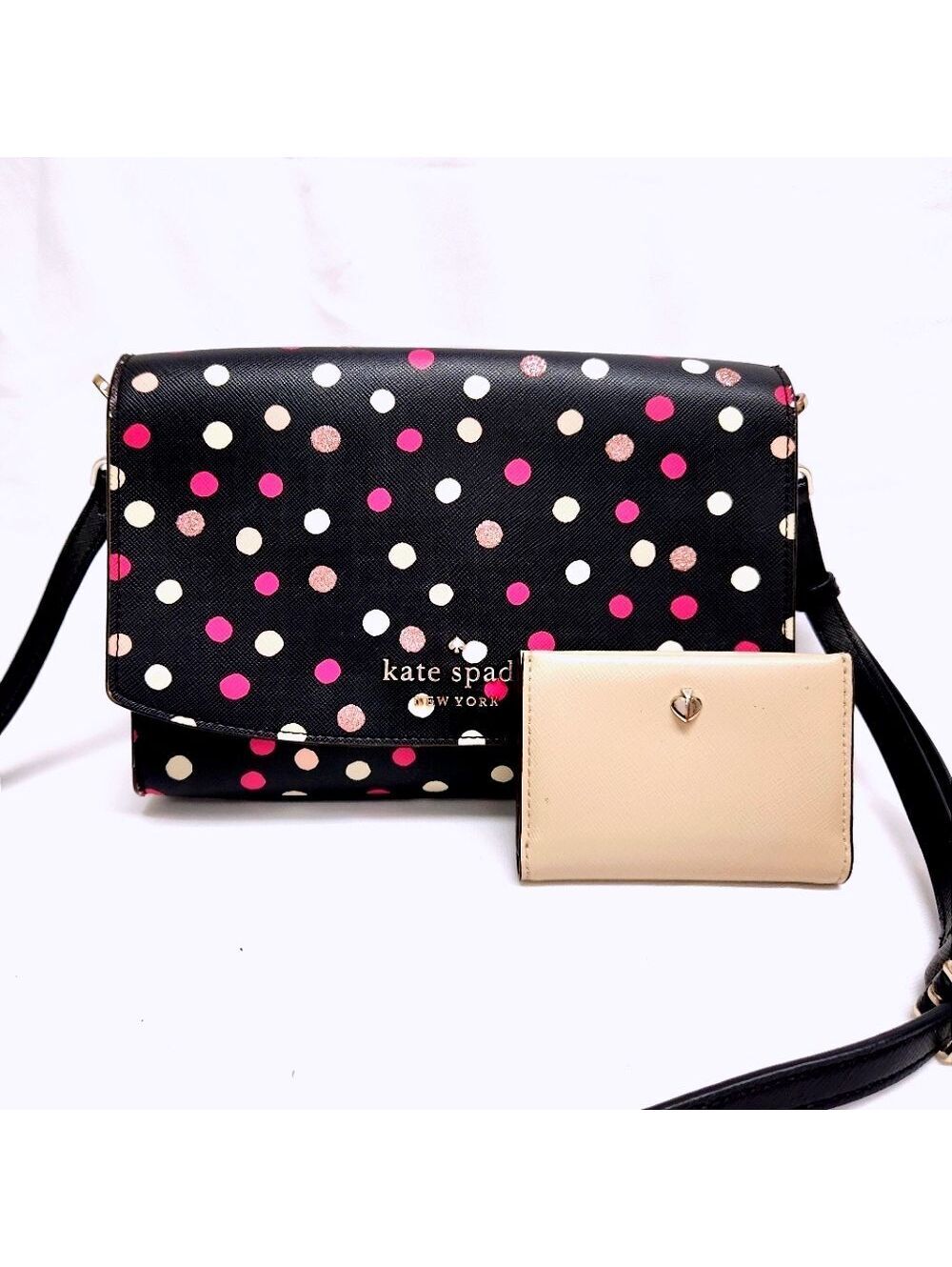 Kate Spade Stacie Glimmer Flap Crossbody and KS Wallet